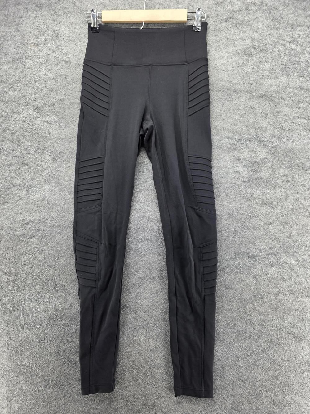Athleta Delancey Moto Tight Leggings Womens XS Black Ankle Pockets Slim